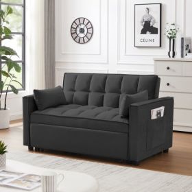 Modern Velvet Loveseat Futon Sofa Couch W  Pullout Bed,Small Love Seat Lounge Sofa W Reclining Backrest,Toss Pillows, Pockets,Furniture For Livin