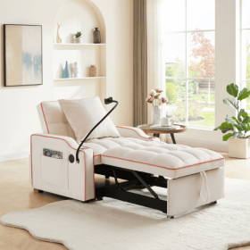 3-in-1 Sofa Bed, Convertible Sleeper Chair Sofa Bed Adjustable Pull Out Sleeper Chair Bed Multi-Pockets Folding Sofa Bed For Living Room Bedroom