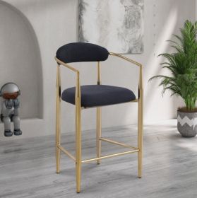 Modern Boucle Bar Stools Set Of 2 Modern Upholstered Bar Height Barstools Vintage High Island Chairs With Metal Frame Back Arms For Kitchen Home