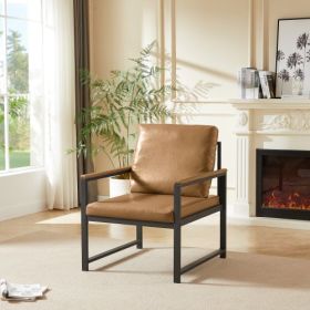 Tech Cloth Armchair, Retro Leisure Accent Chair With Extra Soft Padded  Cushion, Metal Armrests, Modern Reading Arm Chair With Black Metal Frame