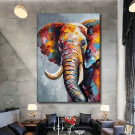 Hand Painted Oil Painting Boho Wall decor Colorful elephant Oil Painting on Canvas animal painting art large 3d wall art original painting Textur