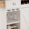 Kitchen Island Trolley With Solid Wood Top, Wine Storage, Spice Rack, Towel Rack, Wine Glass Holder