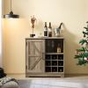 Wine Bar Cabinet for Liquor and Glasses, Farmhouse Coffee Bar, Cabinet with Wine Rack Barn Door Buffet Sideboard Cabinet with Drawer