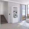 Cabinet 4-Tier, Glass Holder Stemware Rack, Wine Cabinet, Liquor Cabinet, 10 Bottle Cubbies, 4 Shelves, White