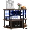 HOMCOM Wine Bar Cabinet with Charging Station and LED Lights, Industrial Liquor Cabinet Bar Stand for Home with 10-bottle Wine Rack, Glass Holders