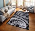 Jersey Area Rugs, Carpets For Livingroom, 7x10 Area Rugs ,1843 Black-Grey