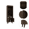 Oslo Bar Cabinet, Twelve Built-in Wine Rack, Double Door Cabinet, Two Shelves -Dark Walnut