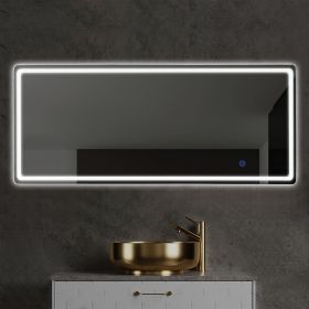LED aluminum alloy frameless rounded rectangular silver full-length mirror with stand 63 * 16 * 1 inch Bathroom Vanity Mirror for Bedroom Entryway