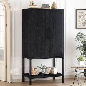 U_STYLE Sophisticated Oak Veneer Cabinet with multiple storage functions,Suitable for Study,Entryway, Hallway, Living Room, Foyer