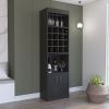 Kava Bar Cabinet, 16 Built-in Wine Rack, Two Door Cabinet, Two Shelves, Black