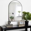 36"*24"Aluminum alloy fine-edged right-angle arched black wall mirror Decorative Bathroom Mirror with Elegant Scalloped Design (Double sided)
