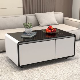 Modern Smart mini Coffee Table with Built in Fridge;  Outlet protection; Wireless charging module; Mechanical temperature control; Power socket;