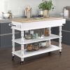 56 inch Rolling Kitchen Island with Storage,Kitchen Cart with Solid OAK Wood Top,Two-sided Kitchen island Cart on Wheels ,Wine and Spice Rack