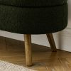 Ottoman Oval Storage Bench,Rubber Wood Legs, Green(43.5"x16"x16")