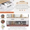 56 inch Rolling Kitchen Island with Storage,Kitchen Cart with Solid OAK Wood Top,Two-sided Kitchen island Cart on Wheels ,Wine and Spice Rack