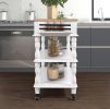 56 inch Rolling Kitchen Island with Storage,Kitchen Cart with Solid OAK Wood Top,Two-sided Kitchen island Cart on Wheels ,Wine and Spice Rack