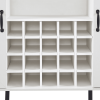 White Faux Rattan Barn Door Wine Cabinet with Wine Rack and Wine Glass Rack, Double Door Design with Removable Shelves, Rustic Wood Storage Cabinet