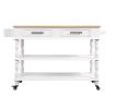 56 inch Rolling Kitchen Island with Storage,Kitchen Cart with Solid OAK Wood Top,Two-sided Kitchen island Cart on Wheels ,Wine and Spice Rack