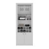 Cabinet 4-Tier, Glass Holder Stemware Rack, Wine Cabinet, Liquor Cabinet, 10 Bottle Cubbies, 4 Shelves, White