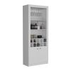 Cabinet 4-Tier, Glass Holder Stemware Rack, Wine Cabinet, Liquor Cabinet, 10 Bottle Cubbies, 4 Shelves, White