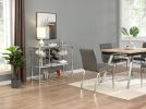 Bar Serving Cart with Glass Holder and Wine Rack, 3-Tier Kitchen Trolley with Tempered Glass Shelves and Chrome-Finished Metal Frame