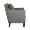 Stylish Home Accent Chair Gray Velvet Upholstery Matching Pillow Solid Wood Furniture Living Room 1pc