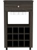 Memphis Bar Cart; Twelve Built-in Wine Rack; Four Legs; One Open Shelf -Espresso
