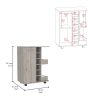 Bar Cart; Two External Shelves; Four Casters; Six Built-in Wine Rack; Single Door Cabinet -Light Gray