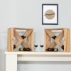 Set of 2 24 Bottle Wine Rack, Wine Storage Cube for Bar Kitchen Cellar, Wood Crate in Natural