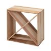 Set of 2 24 Bottle Wine Rack, Wine Storage Cube for Bar Kitchen Cellar, Wood Crate in Natural