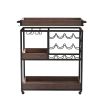 3 Tier Industrial Rolling Serving Cart with Lockable Wheels, Wine Rack Cart with Glass Holder for Indoor and Outdoor