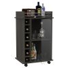 Dukat Bar Cart,Two Shelves, Six Built-in Wine Rack, Four Casters -Espresso