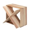 Set of 2 24 Bottle Wine Rack, Wine Storage Cube for Bar Kitchen Cellar, Wood Crate in Natural