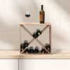 Set of 2 24 Bottle Wine Rack, Wine Storage Cube for Bar Kitchen Cellar, Wood Crate in Natural