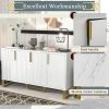 Modern sideboard with Four Doors,Metal handles & Legs and Adjustable Shelves Kitchen Cabinet