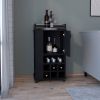 Bar Cart with 6 Built-in Wine Rack and Casters, Black
