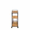Painted Bar Cart, With Wine Rack And Glass Holder, For Kitchen, Serving, Hotel, Brown