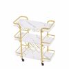 Painted Three-layer Bar Cart, With Wine Rack And Glass Holder, Suitable for Families And Small Gatherings, Gold