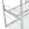 Bar Serving Cart with Glass Holder and Wine Rack, 3-Tier Kitchen Trolley with Tempered Glass Shelves and Chrome-Finished Metal Frame