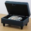 Peacock Blue Semi PU Synthetic Leather Storage Ottoman