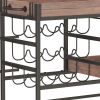 3 Tier Industrial Rolling Serving Cart with Lockable Wheels, Wine Rack Cart with Glass Holder for Indoor and Outdoor