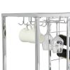 Bar Serving Cart with Glass Holder and Wine Rack, 3-Tier Kitchen Trolley with Tempered Glass Shelves and Chrome-Finished Metal Frame