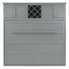 Queen Size Murphy Bed Wall Bed with Top Cabinets & Wine Rack ,Gray