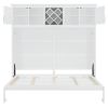 Queen Size Murphy Bed Wall Bed with Top Cabinets & Wine Rack ,White