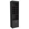 Kava Bar Cabinet, 16 Built-in Wine Rack, Two Door Cabinet, Two Shelves, Black