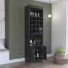 Kava Bar Cabinet, 16 Built-in Wine Rack, Two Door Cabinet, Two Shelves, Black