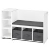 VEVOR Kids Reading Nook Bench, Toddler Bookshelf and Bookcase with Detachable Seat Cushion, 6-Cubby Storage Organizer Bench with 3 Drawers