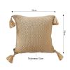 SOGA 2X 50CM Light Brown Pillow with Tassel Accents, Rizzy Transitional Cover Throw Pillow