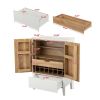 Bar Cabinet,Wine Bar Cabinet,Liquor Storage Credenza,Sideboard with Wine Racks & Stemware Holder,Wine glass holder,Metal handle