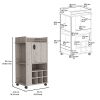 Bar Cart with 6 Built-in Wine Rack and Casters, Light Gray